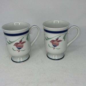 Set of 2 Princess house molesworth fuchsia porcelain mugs